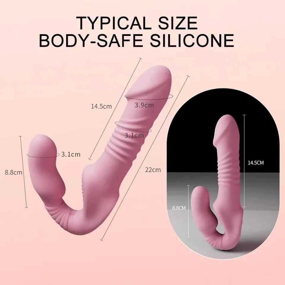 Pink Remote Control Thrusting Strapless Dildo