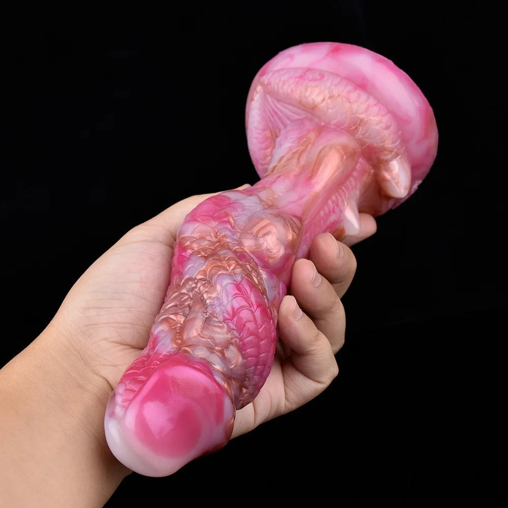 8 Inch Pink Silicone Vibrating Dragon Dildo