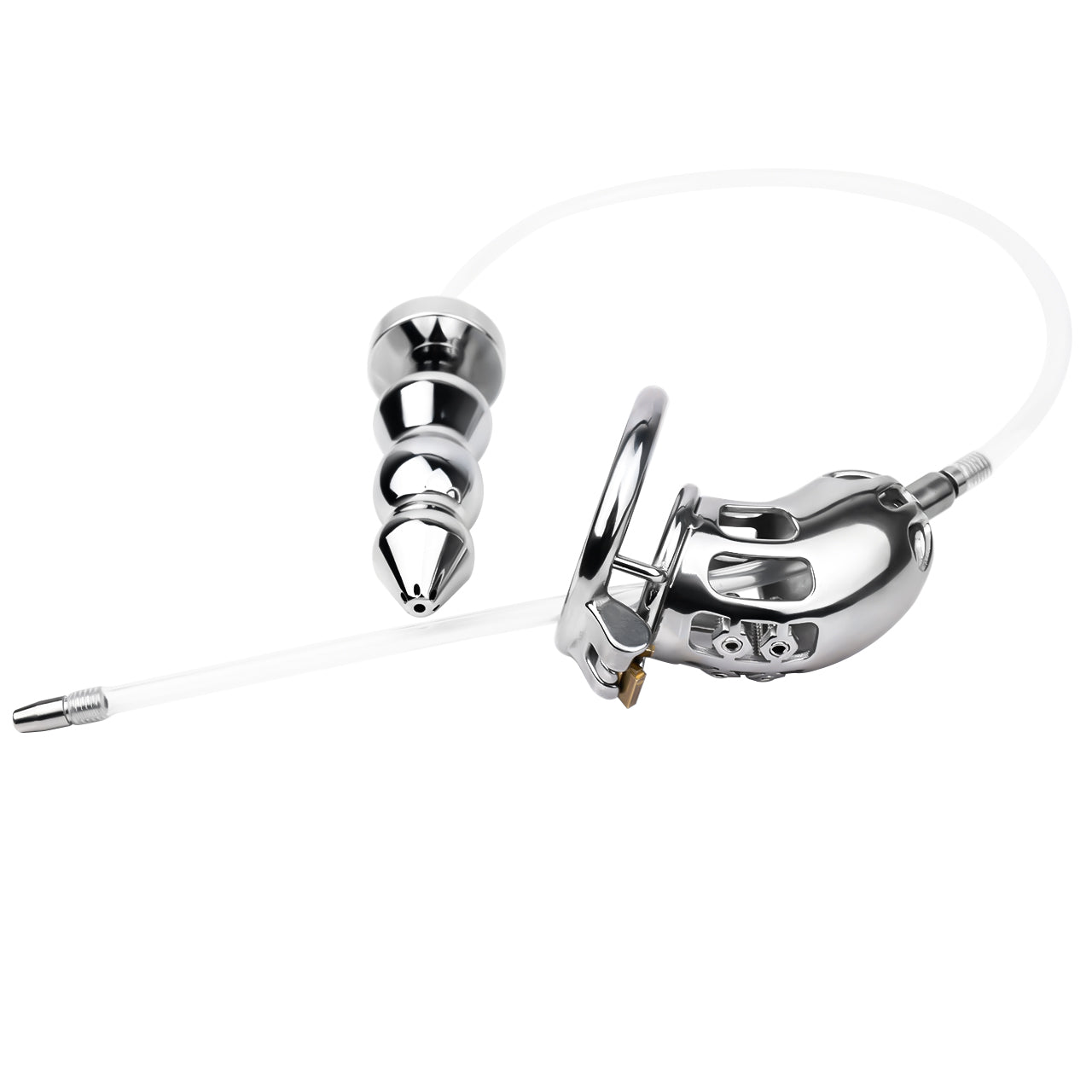 Metal Inverted Chastity Cage With Butt Plug