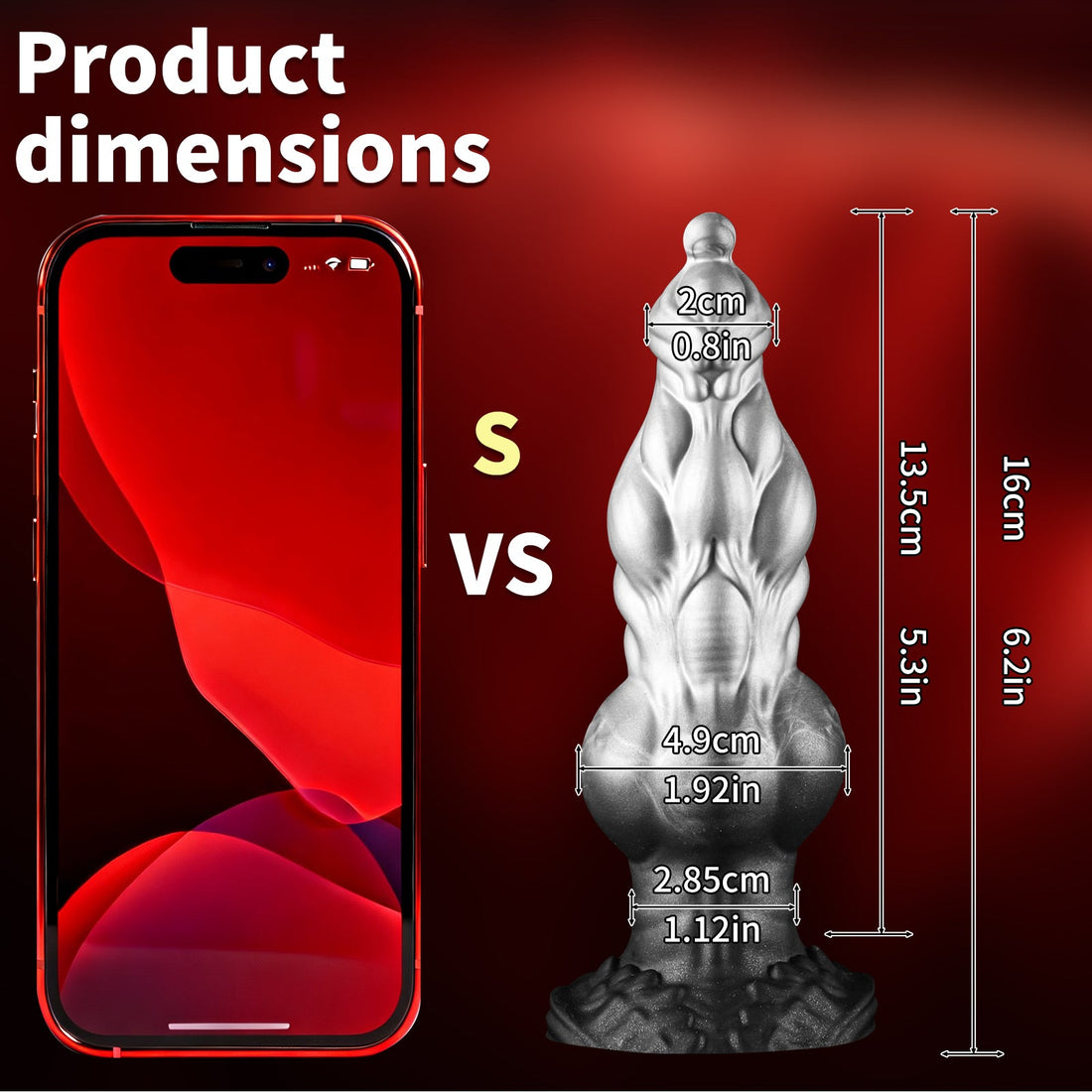 8 Inch Silver Fantasy Silicone Knot Dildo