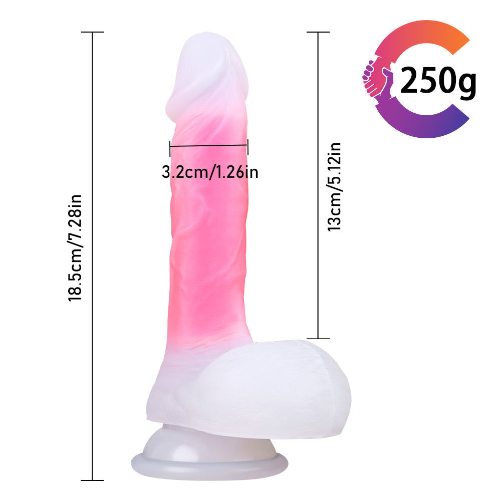 White Pink Silicone 7 Inch Jelly Dildo