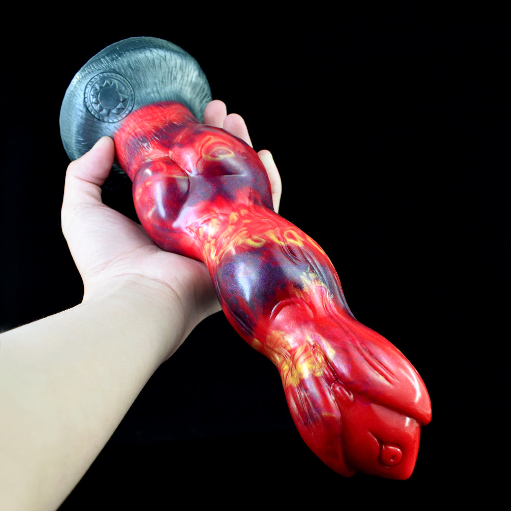 10 Inch Triple Knot Red Monster Horse Dildo