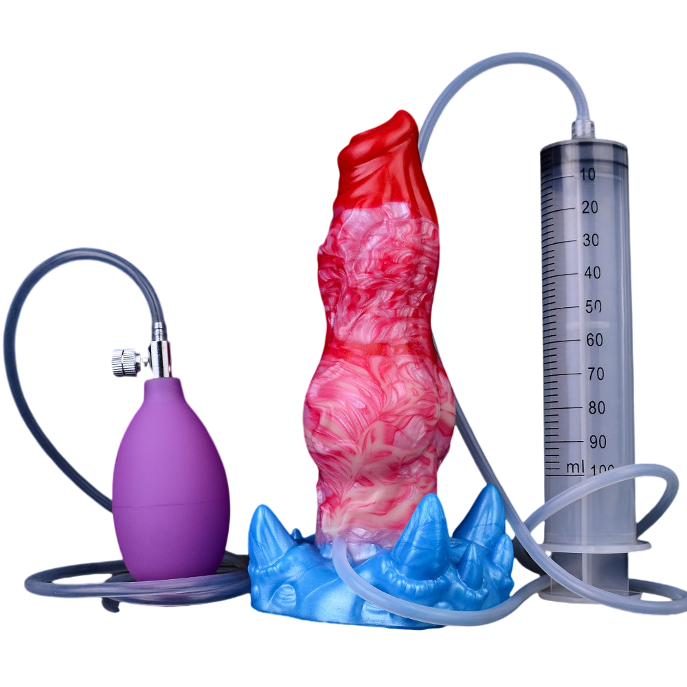 7 Inch Red Fantasy Dog Inflatable Squirting Dildo