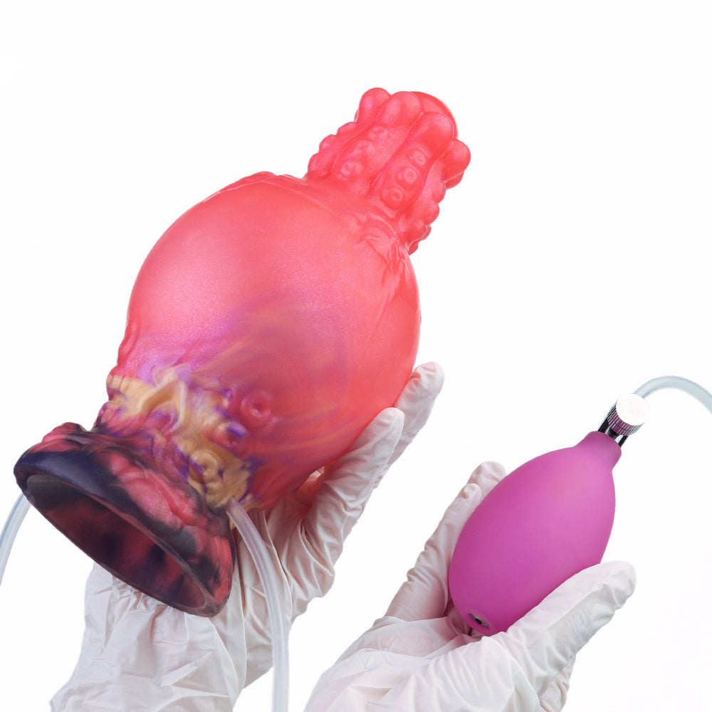 Red Tentacle Knot Inflatable Cumshot Dildo