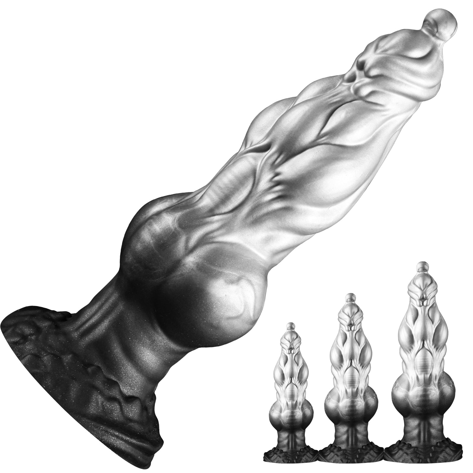 8 Inch Silver Fantasy Silicone Knot Dildo