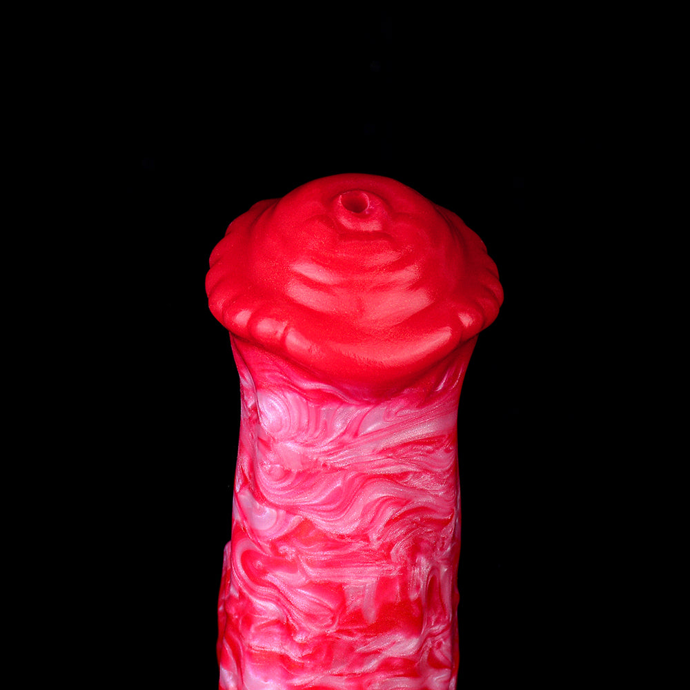 9 Inch Red Silicone Horse Inflatable Cum Dildo