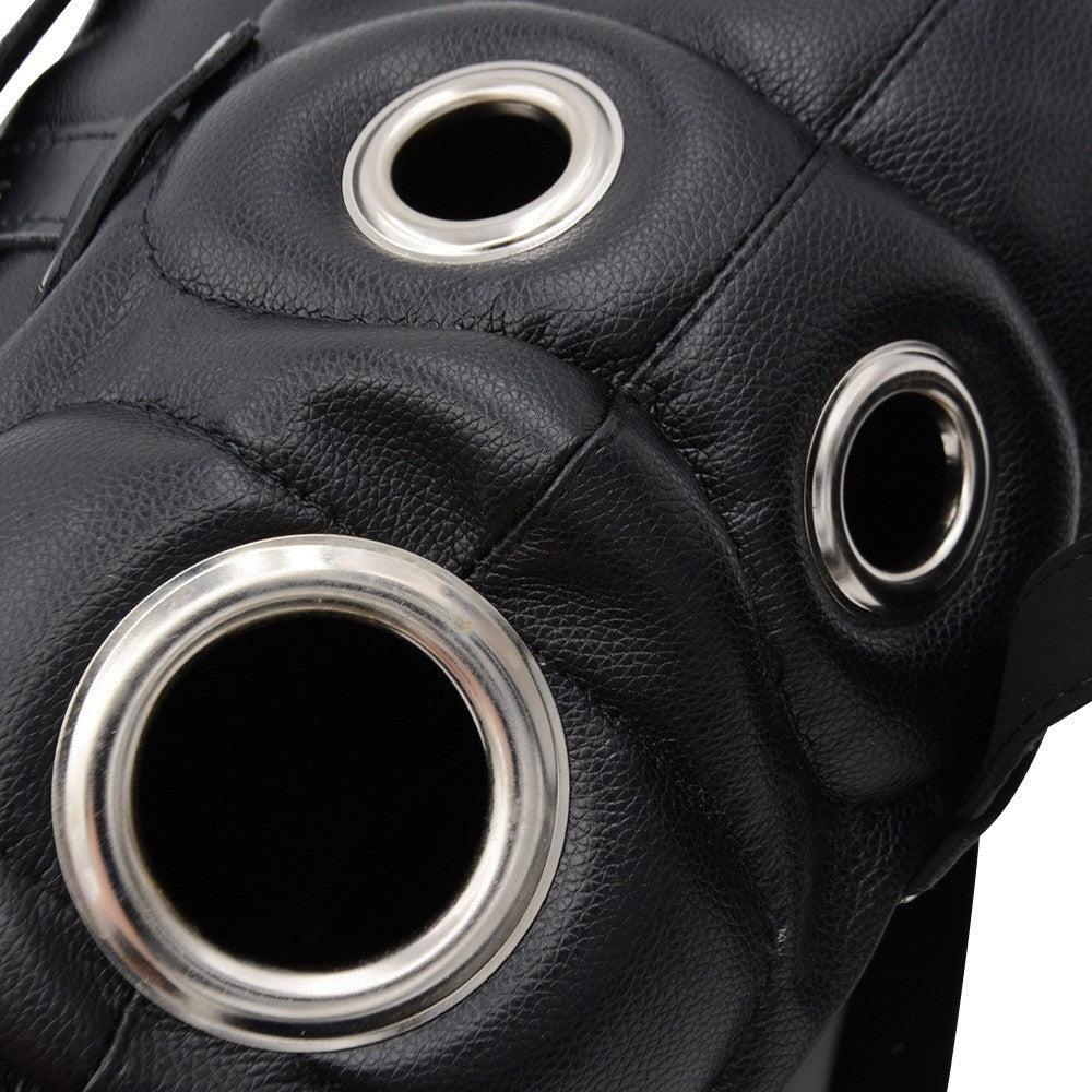 Black Leather BDSM Dildo Gag Mask