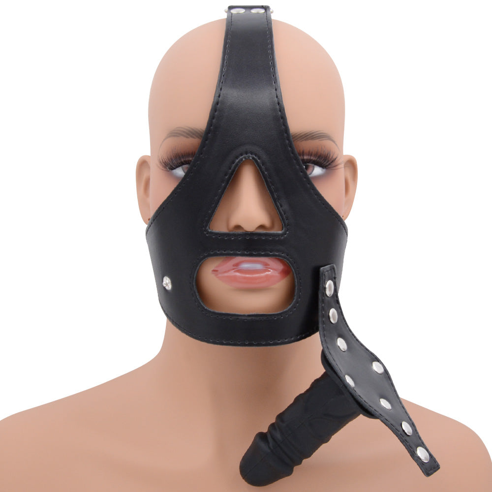 Removable Leather Custom Gag BDSM Dildo Mask