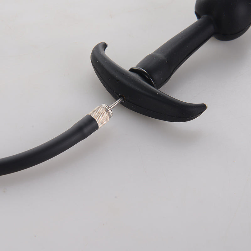 Black Built-in Steel Ball Inflatable Butt Plug