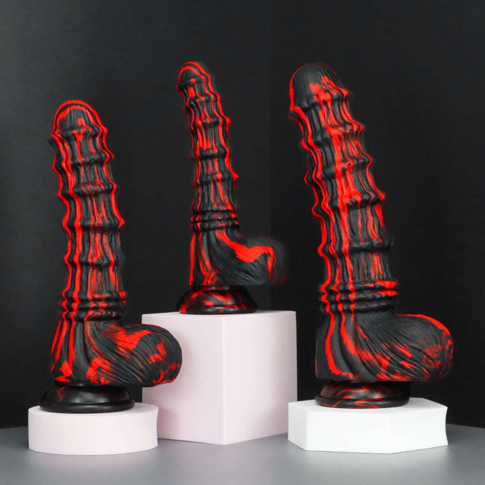 Dark Bamboo Ribbed Silicone Fantasy Dildo