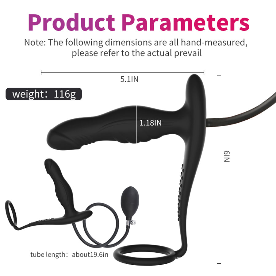 Silicone Inflatable Butt Plug With Penis Ring