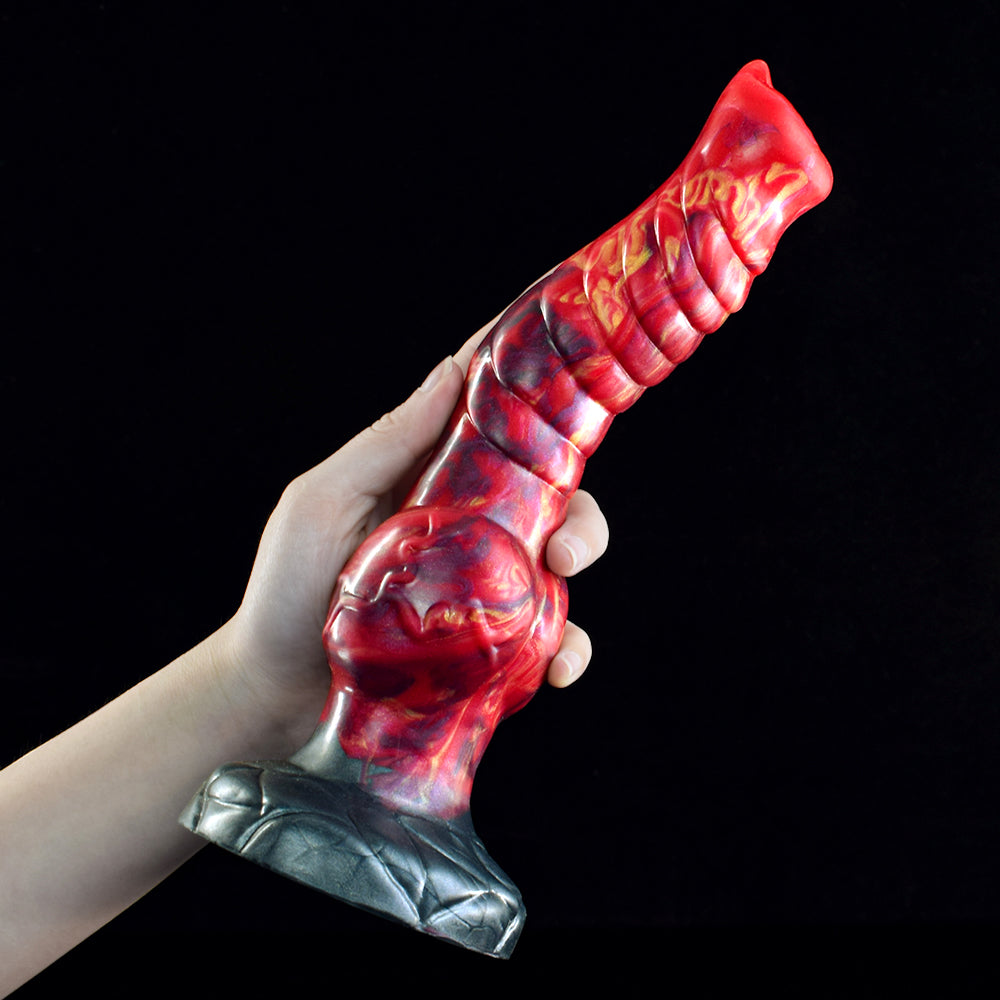 9 Inch Textured Red Monster Horse Dildo