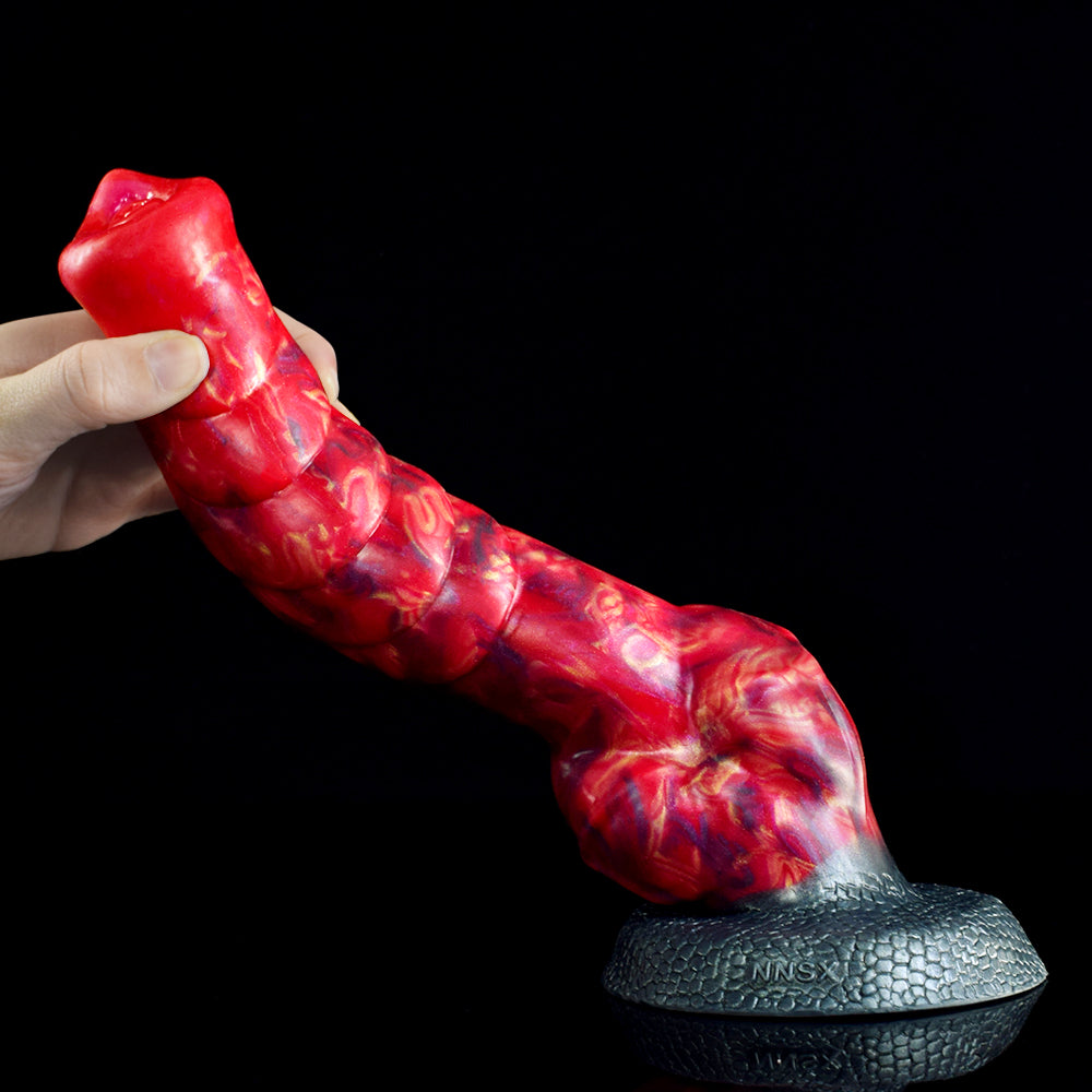 9 Inch Red Textured Pointed Horse Dildo