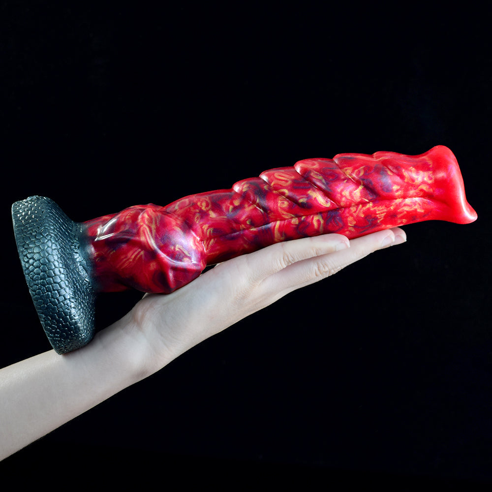 9 Inch Red Textured Pointed Horse Dildo