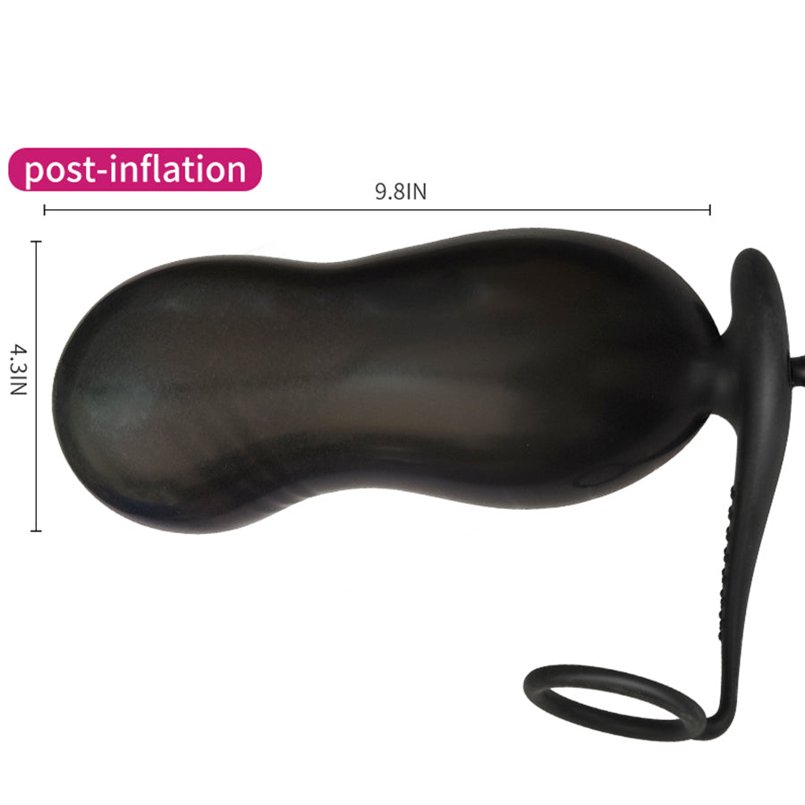 Silicone Inflatable Butt Plug With Penis Ring