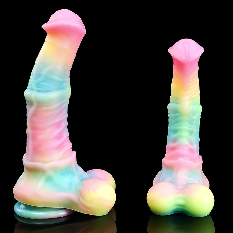Glow in the Dark Rainbow Color Horse Dildo