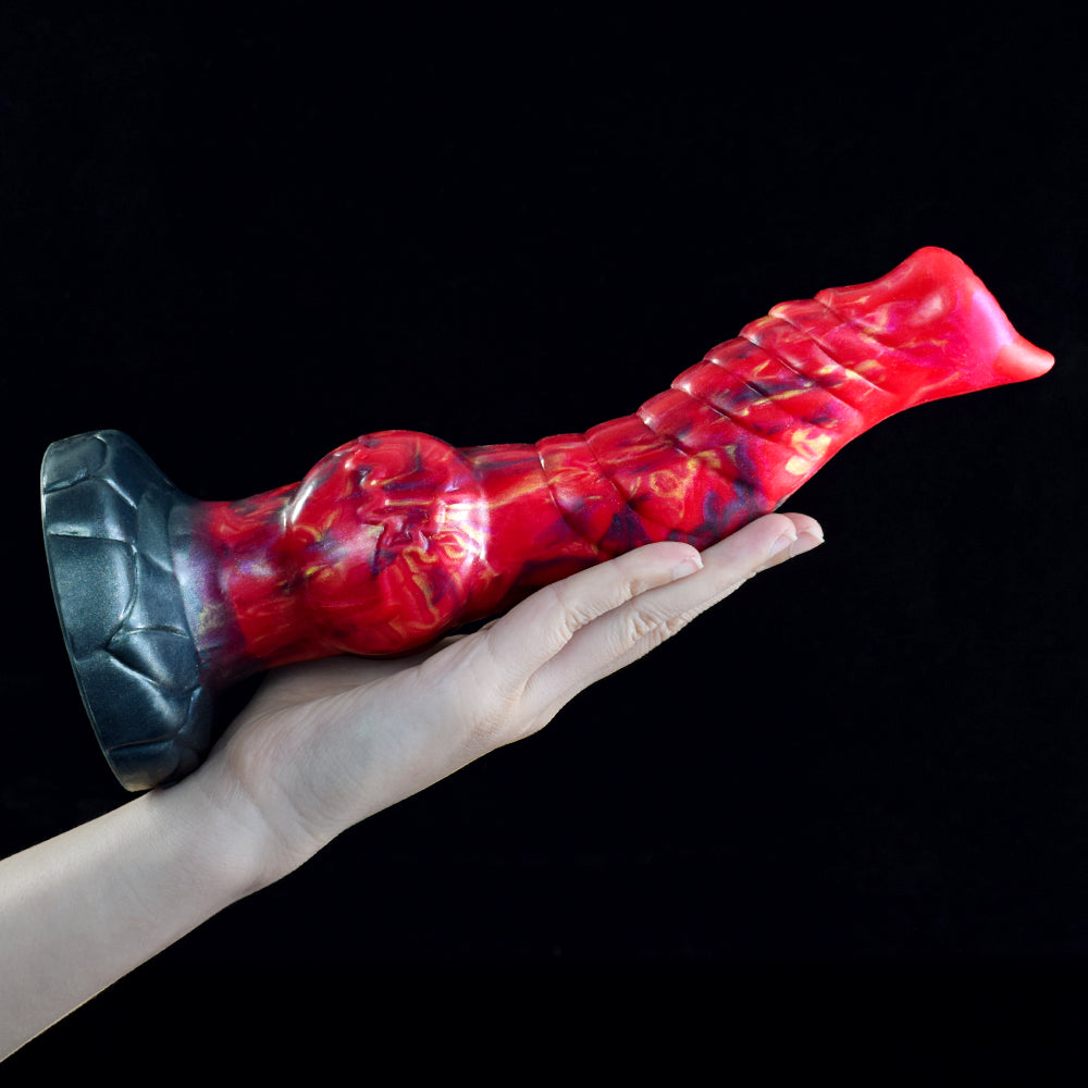 9 Inch Textured Red Monster Horse Dildo