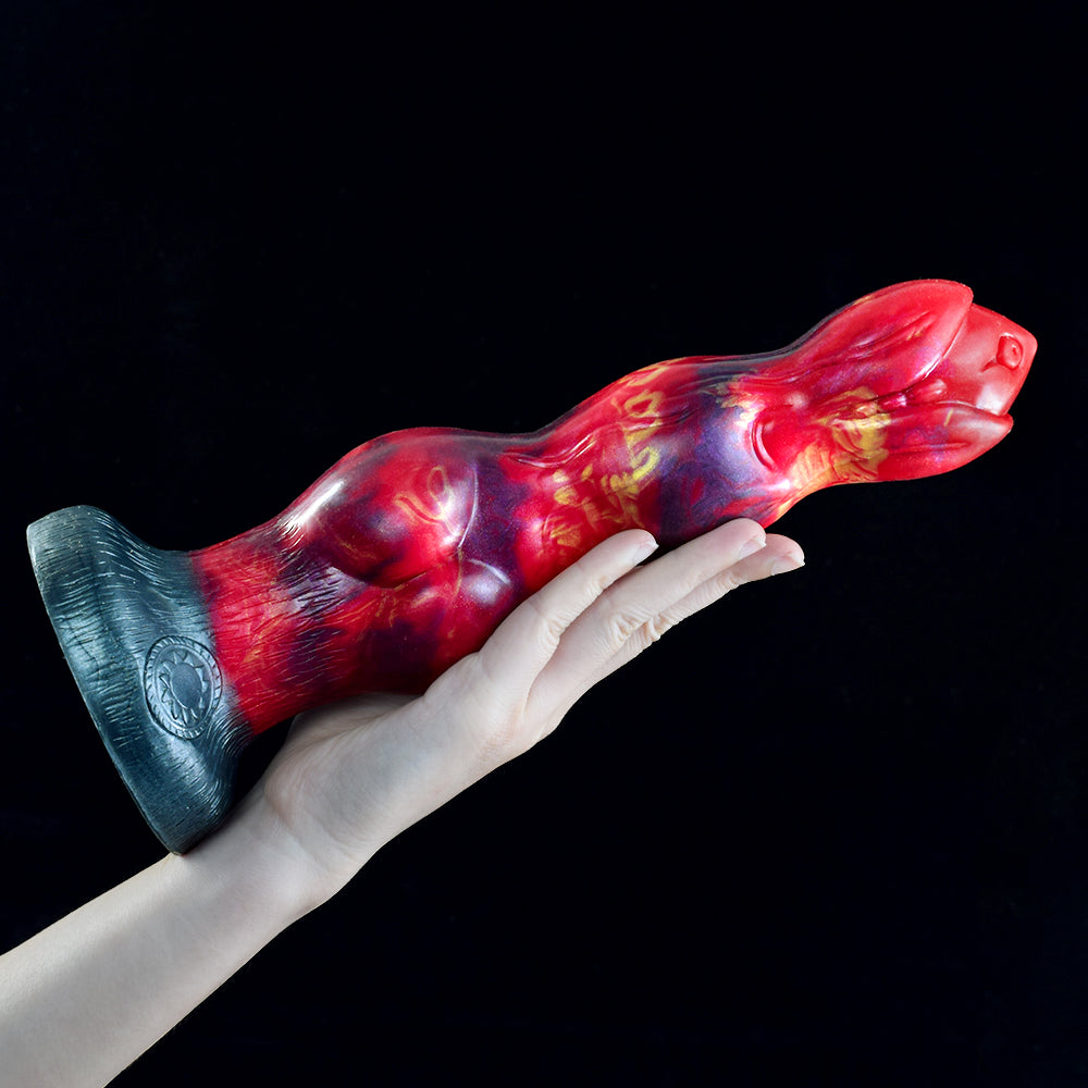 10 Inch Triple Knot Red Monster Horse Dildo