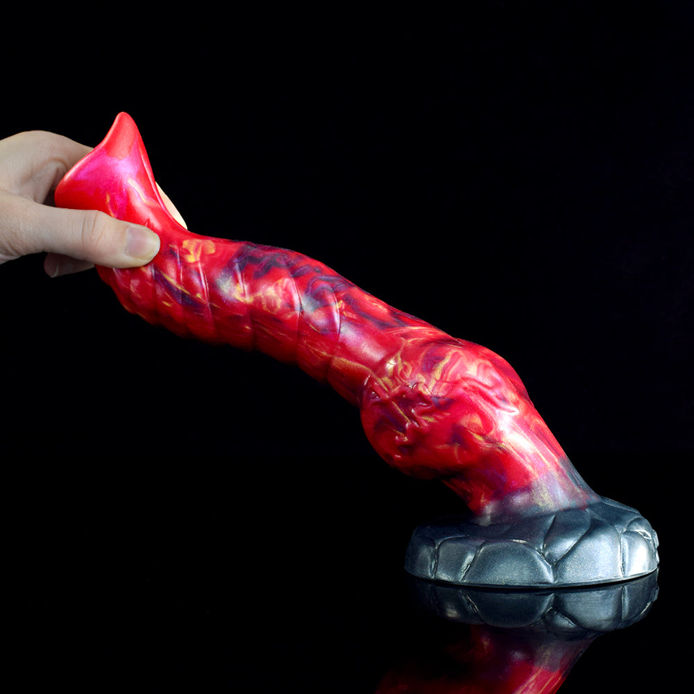 9 Inch Textured Red Monster Horse Dildo