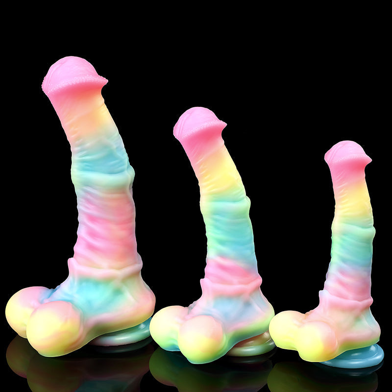 Glow in the Dark Rainbow Color Horse Dildo