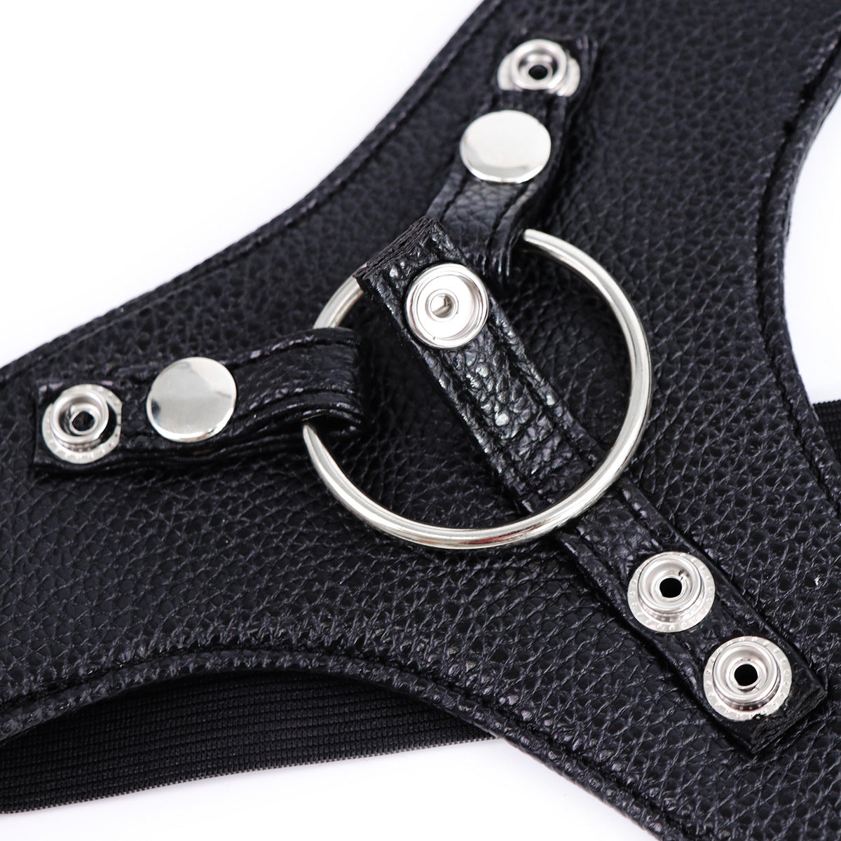 Black Leather Adjustable Strap On Harness