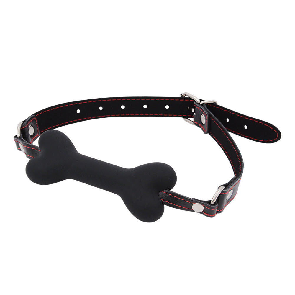 Bone Gag BDSM Silicone Mouth Gag Leather Strap