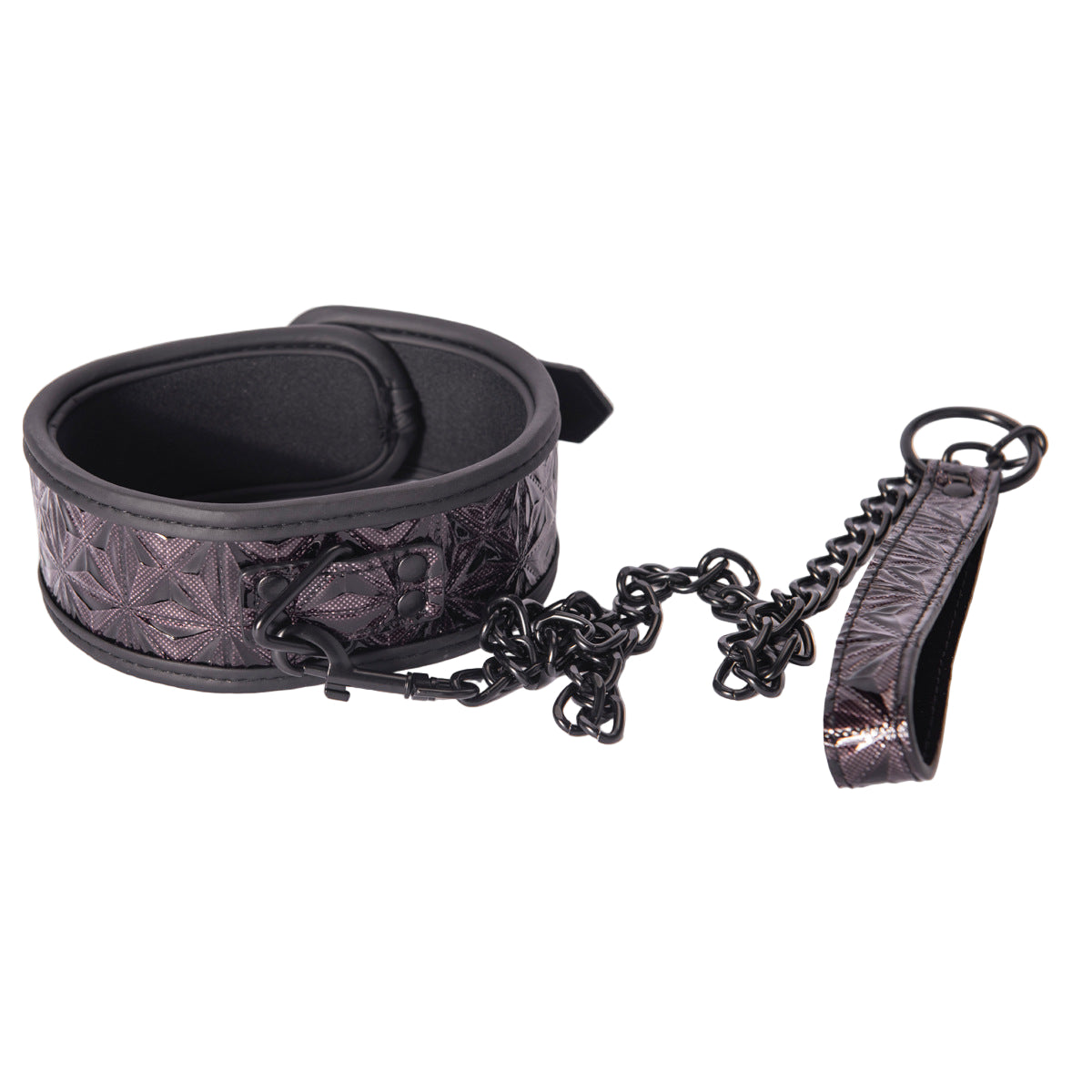 Bondage Collar Leather Diamond Pattern Leash