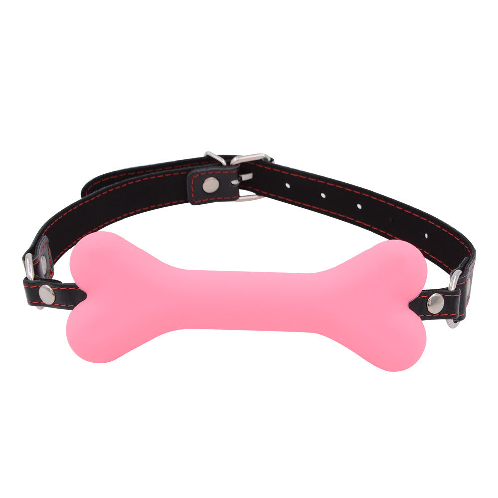 Bone Gag BDSM Silicone Mouth Gag Leather Strap