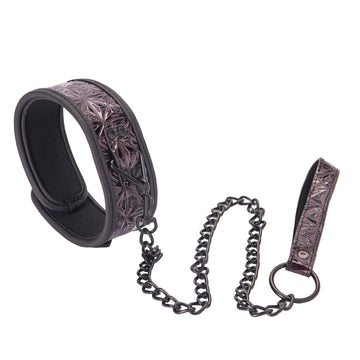 Bondage Collar Leather Diamond Pattern Leash
