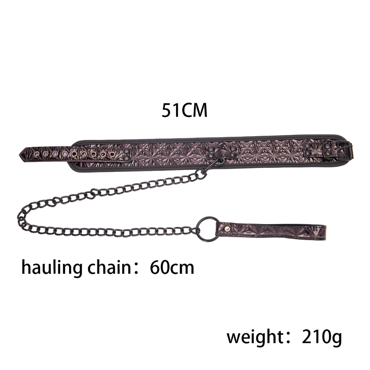 Bondage Collar Leather Diamond Pattern Leash