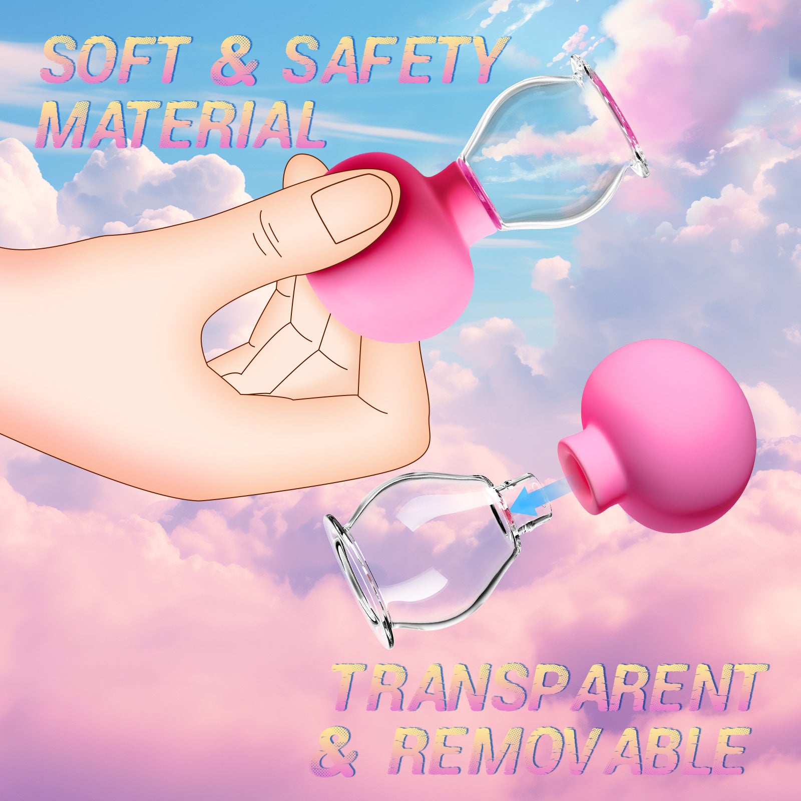 Long Nipple Suckers Pink Hand Press Female Toy