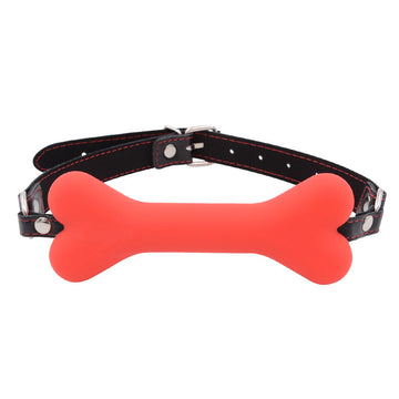 Bone Gag BDSM Silicone Mouth Gag Leather Strap