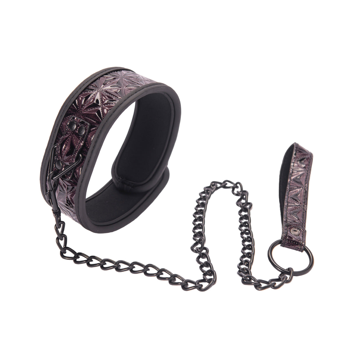 Bondage Collar Leather Diamond Pattern Leash