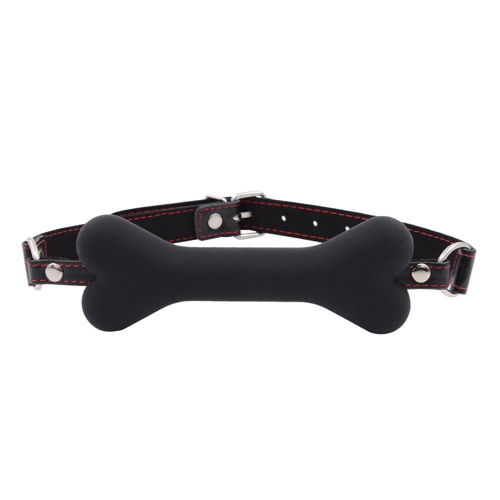 Bone Gag BDSM Silicone Mouth Gag Leather Strap