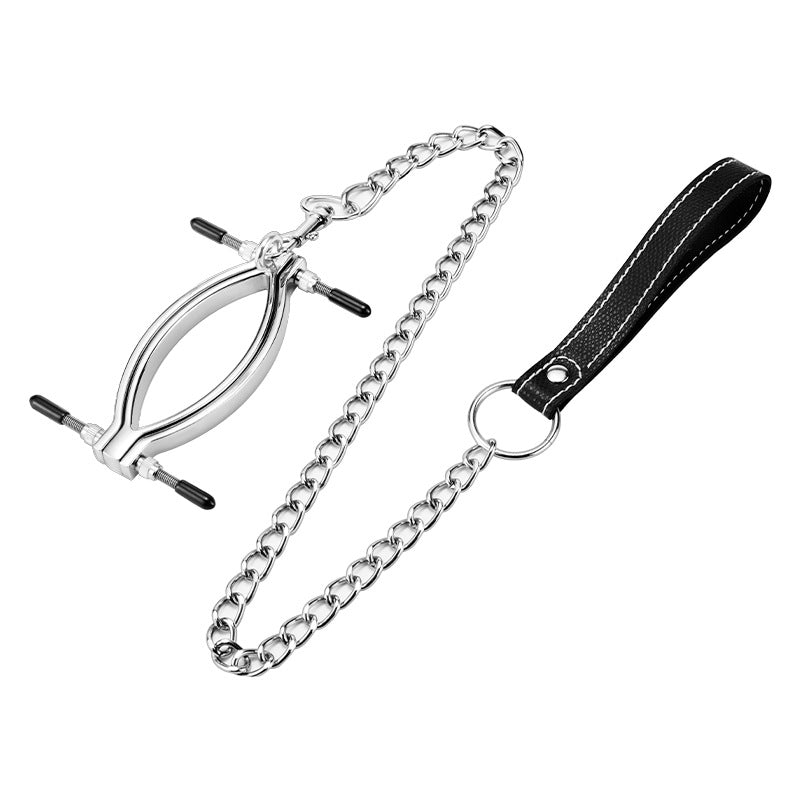 Labia Clamps Stainless Steel BDSM Strap Leash