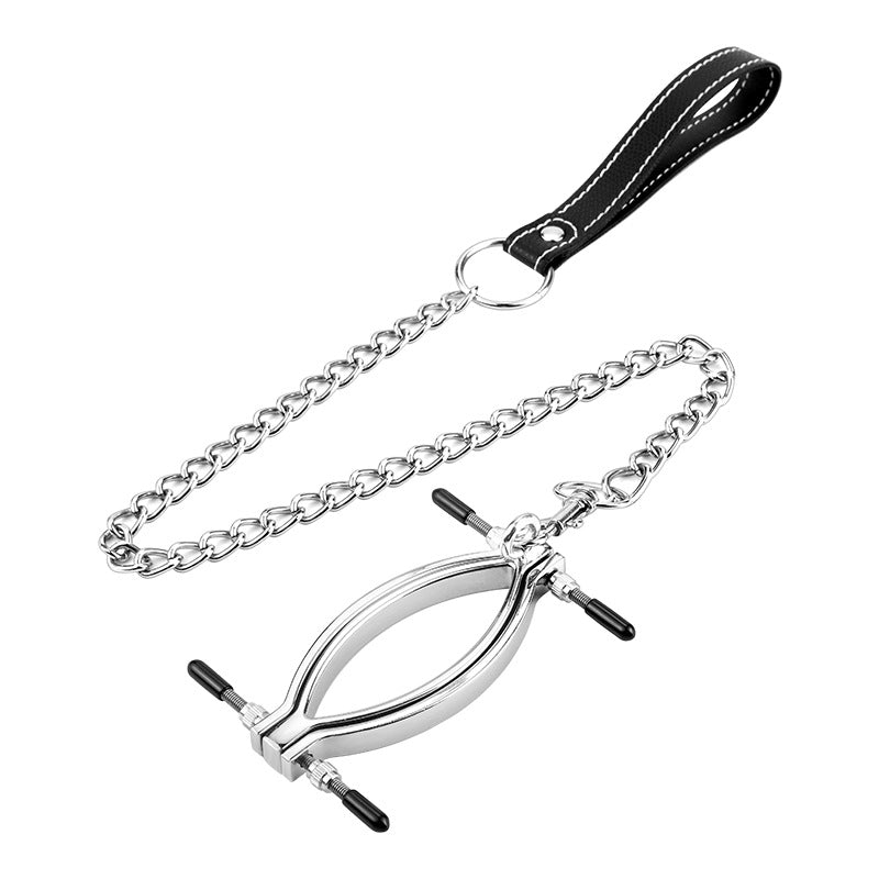 Labia Clamps Stainless Steel BDSM Strap Leash