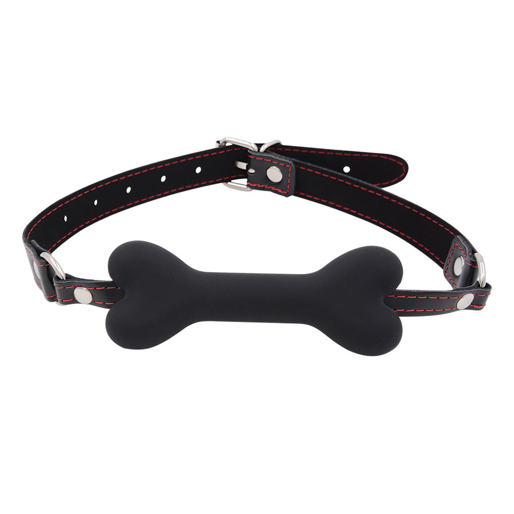 Bone Gag BDSM Silicone Mouth Gag Leather Strap