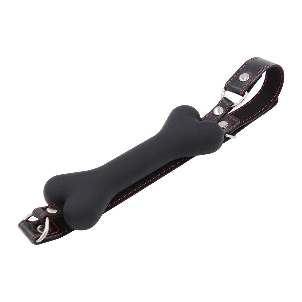 Bone Gag BDSM Silicone Mouth Gag Leather Strap