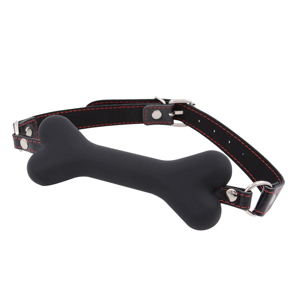 Bone Gag BDSM Silicone Mouth Gag Leather Strap