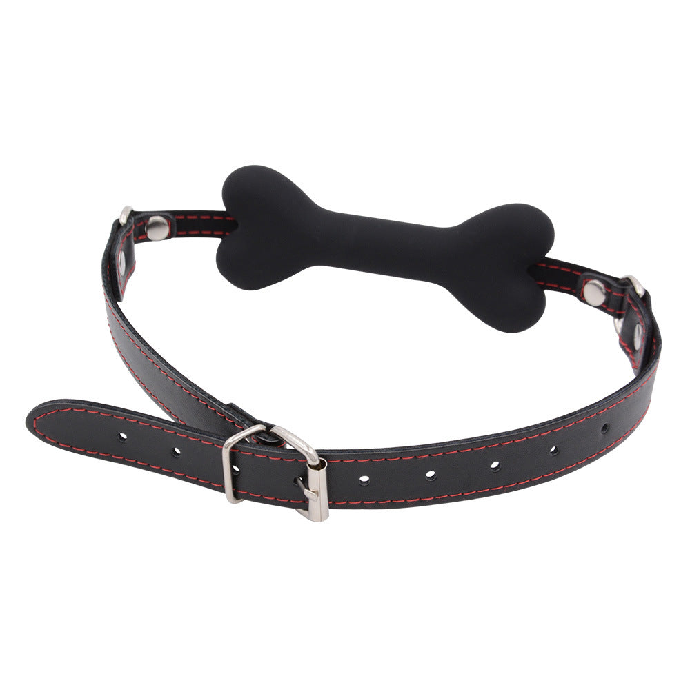 Bone Gag BDSM Silicone Mouth Gag Leather Strap