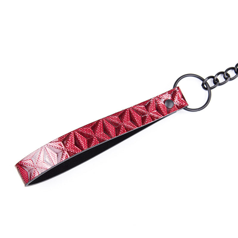 Bondage Collar Leather Diamond Pattern Leash