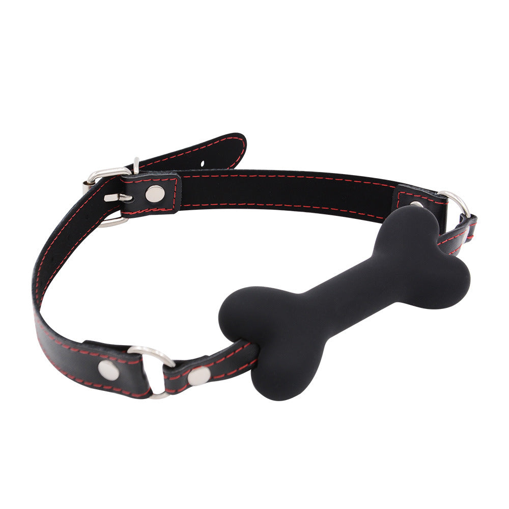Bone Gag BDSM Silicone Mouth Gag Leather Strap