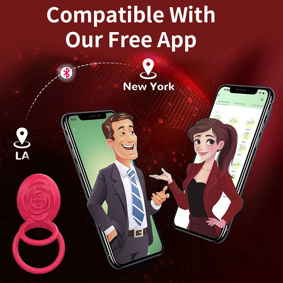Male Rose Toy App Controlled Vibrating Penis Ring