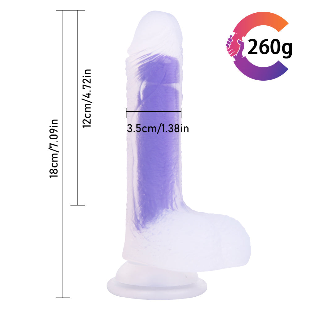 7 Inch Soft Purple Jelly Silicone Dildo