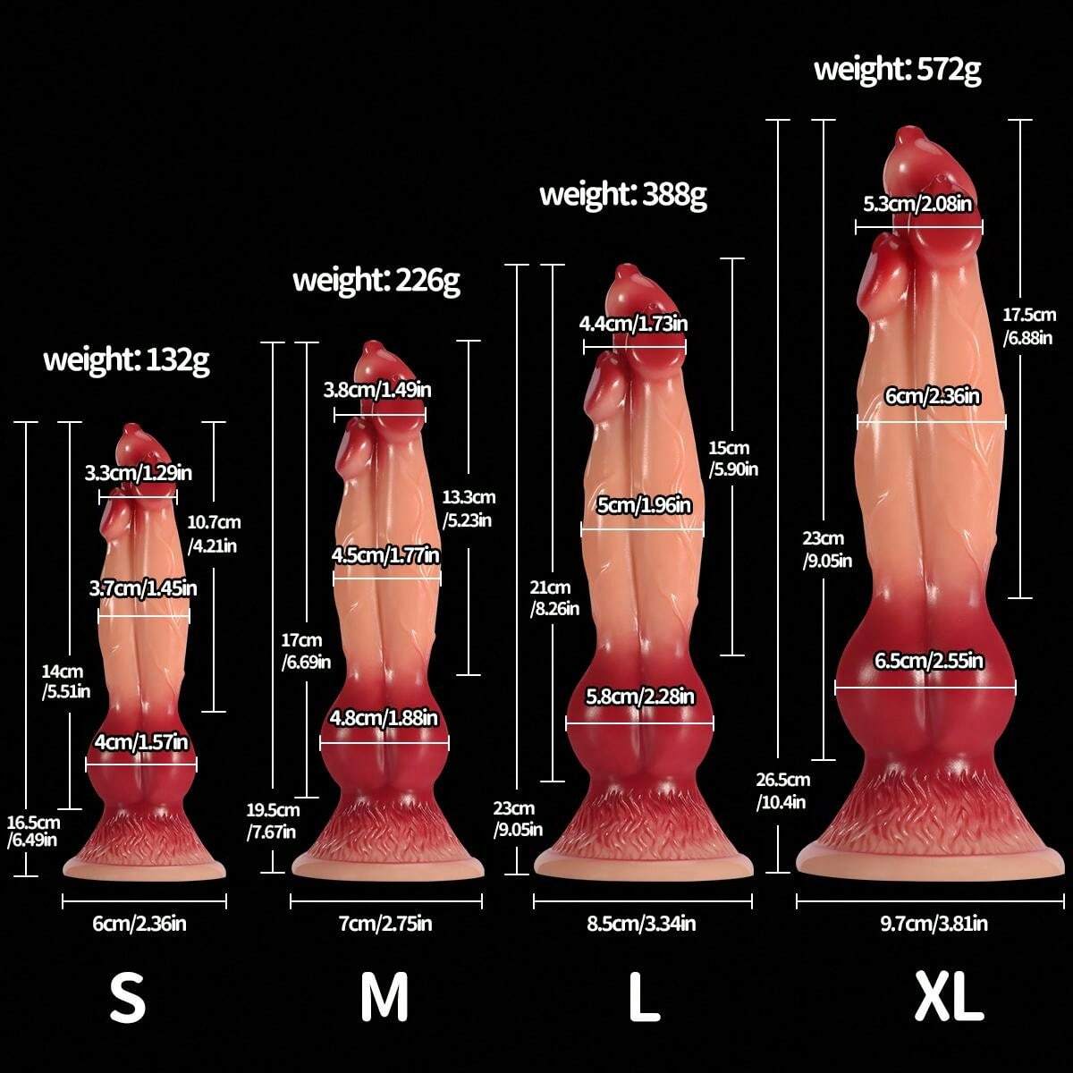 10 Inch Three Headed Fantasy Dog Knot Dildo