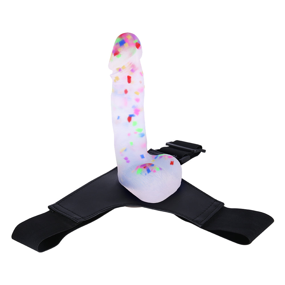 Confetti 7 Inch Strap On Jelly Dildo