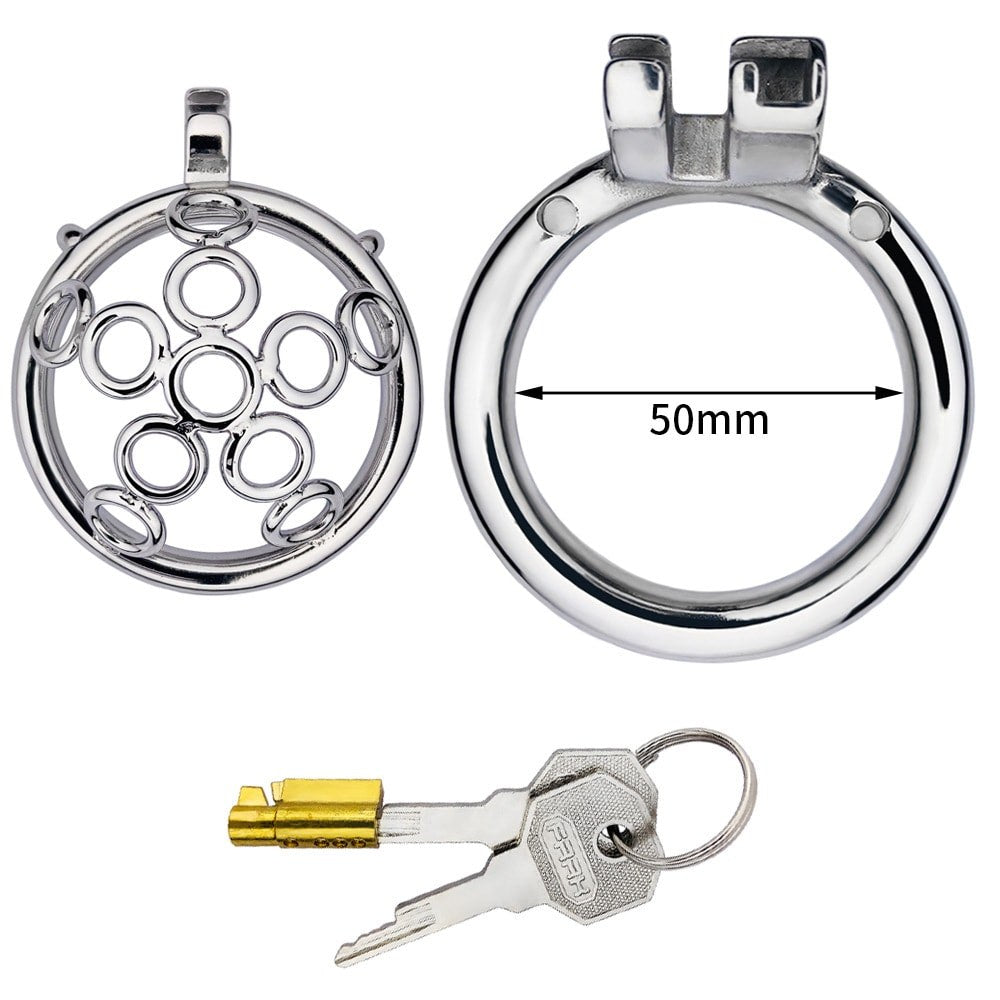 Small Stainless Steel Flat Chastity Cage