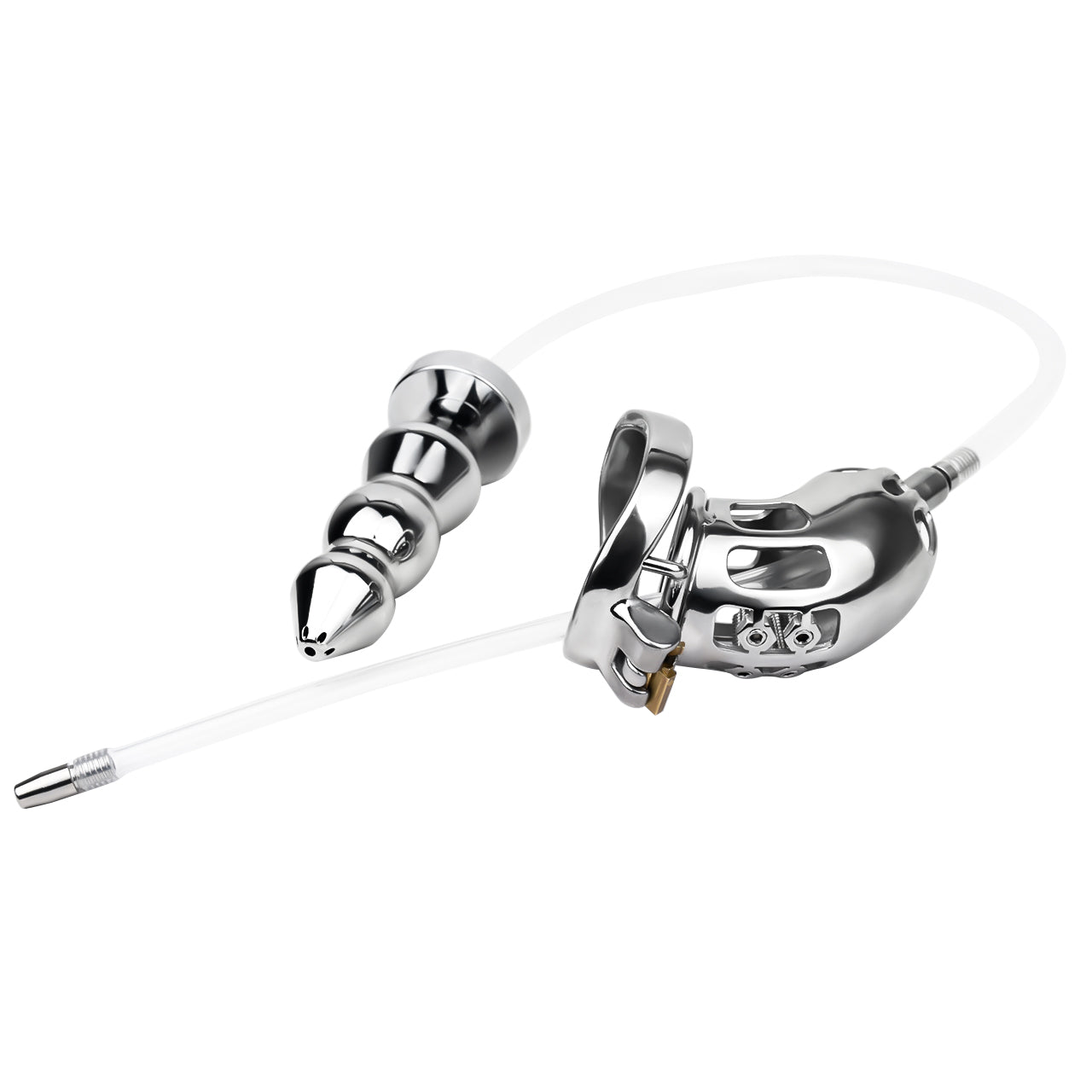 Metal Inverted Chastity Cage With Butt Plug