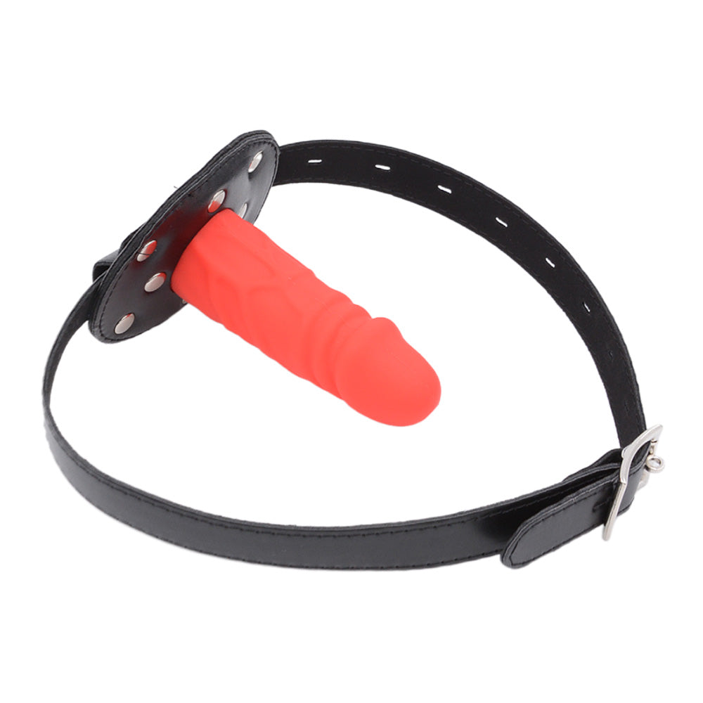 3.9 Inch Leather BDSM Face Dildo Gag