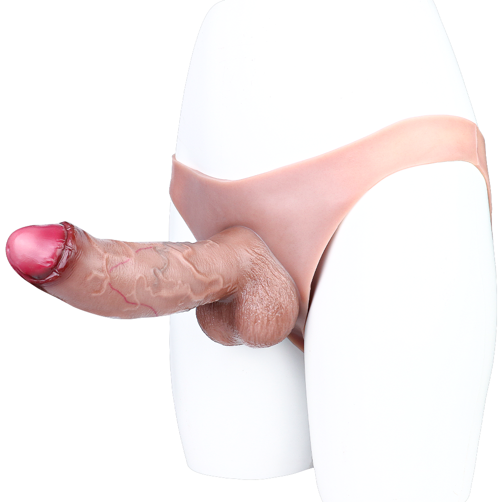 8 Inch Silicone Realistic Hollow Triangle Dildo Panties